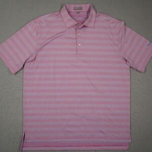 Peter Millar Summer Comfort Polo Shirt Mens Large Pink Blue Stripe MS14EK28S